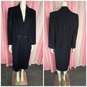 Vintage Marshall Fields Fleurette Camel Hair Navy Blue Long Coat Size 8